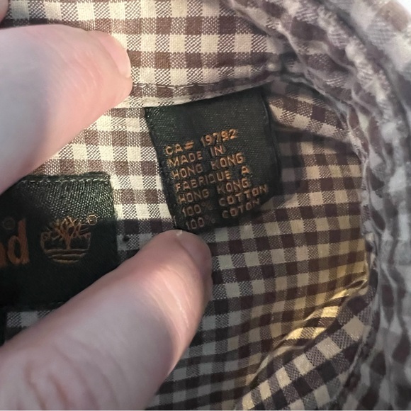 Timberland Brown and White long-sleeve button-down cotton shirt Men’s Medium - Picture 8 of 8